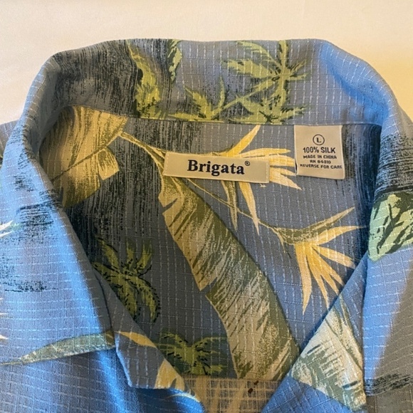 Brigata-100% Silk- Men's Hawaiian Button up shirt-Short sleeve-Size Large - Picture 4 of 7